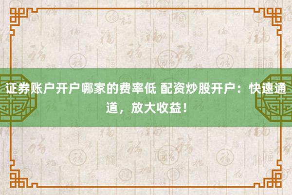 证券账户开户哪家的费率低 配资炒股开户：快速通道，放大收益！